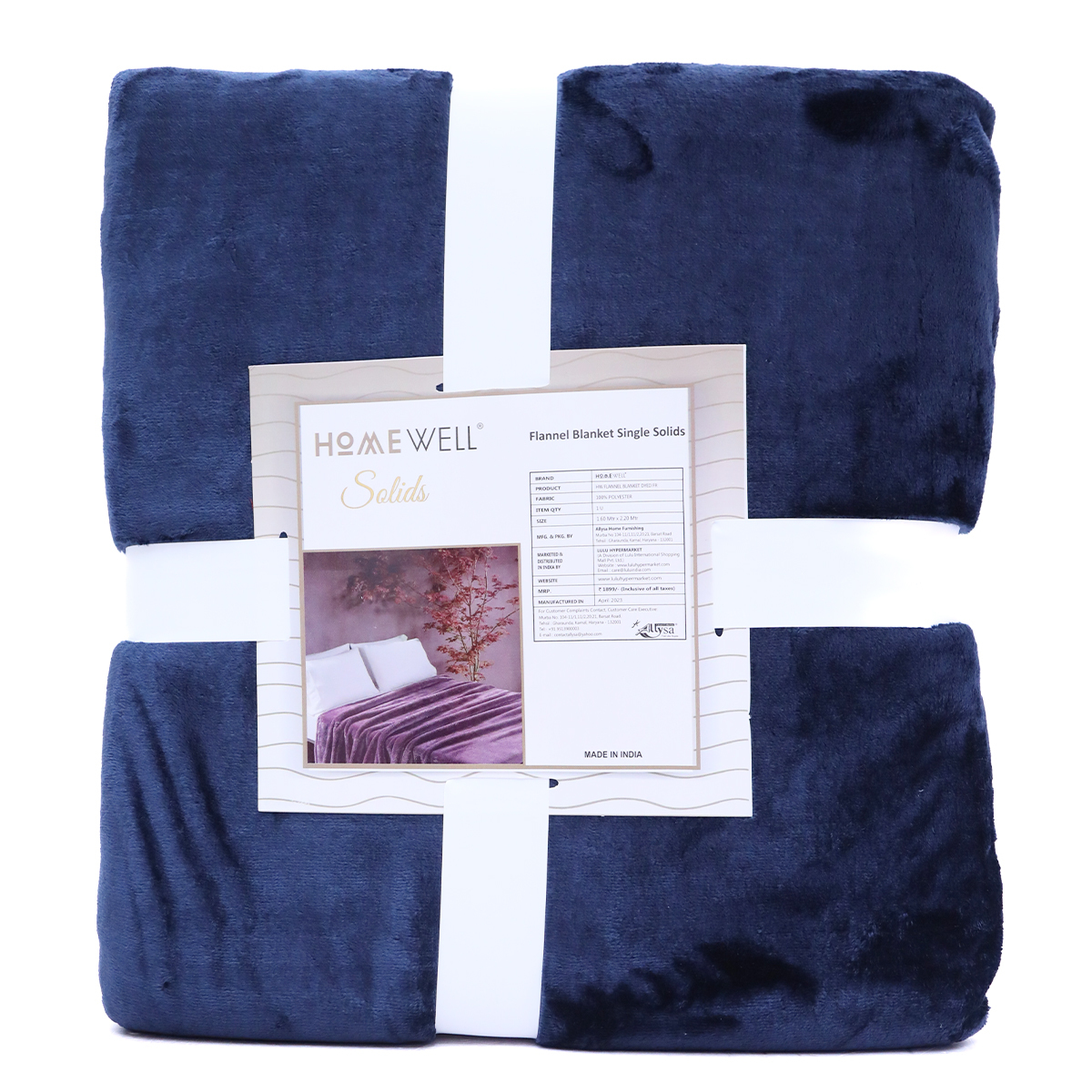 Home Well Double Size Flannel Blanket Dyed Assorted Colour