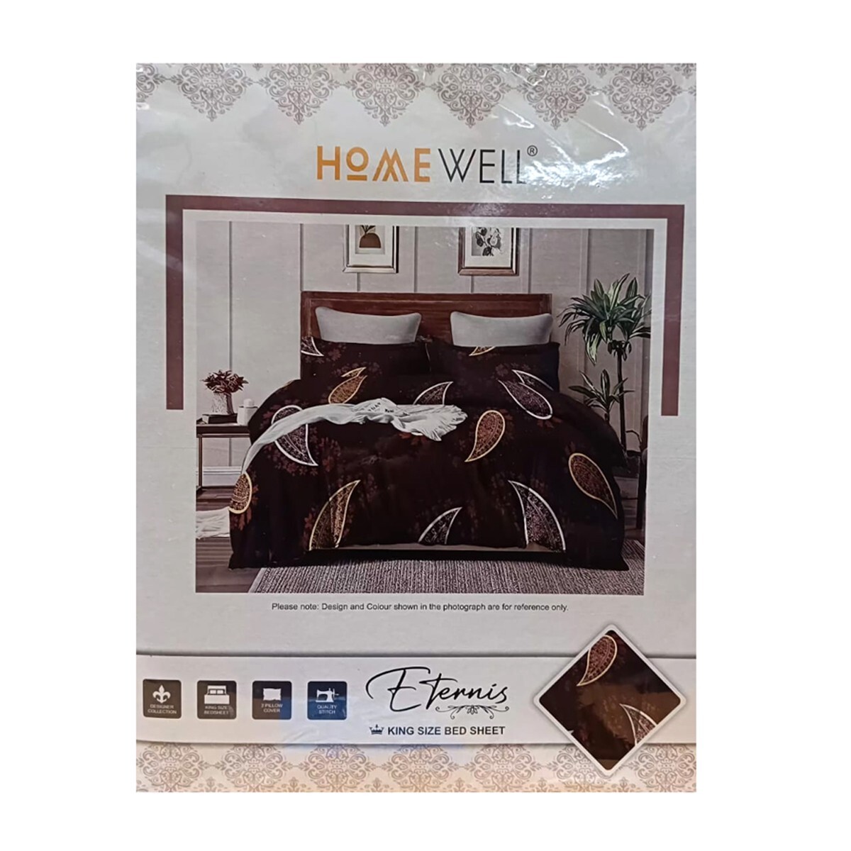 Home well King Size Bed Sheet Assorted Colour and Assorted Design , Set Of 3