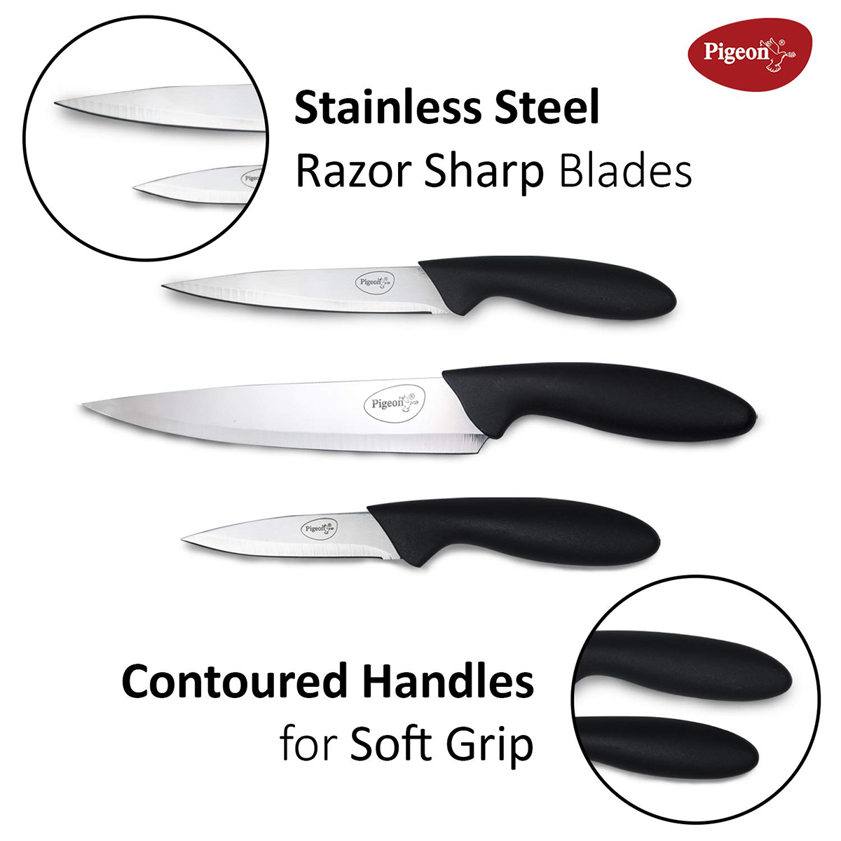 Pigeon Stainless Steel Knife 3Pc Set 15506