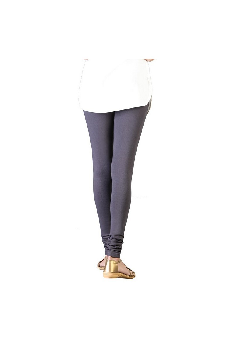 Twin Birds Women Solid Colour Churidar Legging with Signature Wide Waistband - Charcol Mix