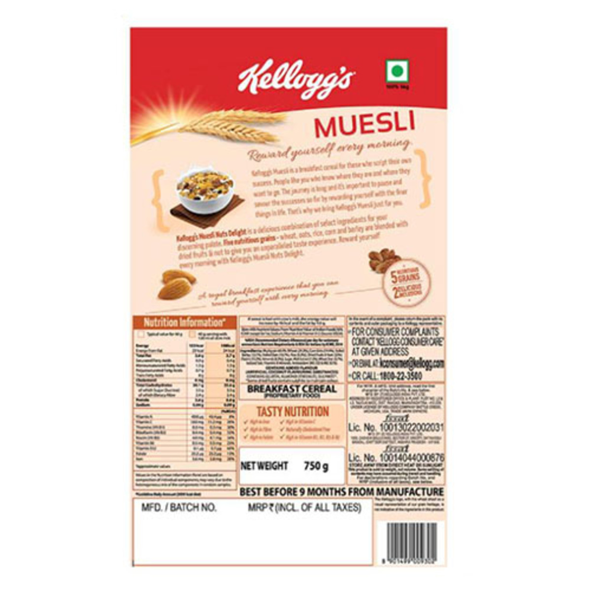 Kellogg's Muesli Nuts Delight 750g