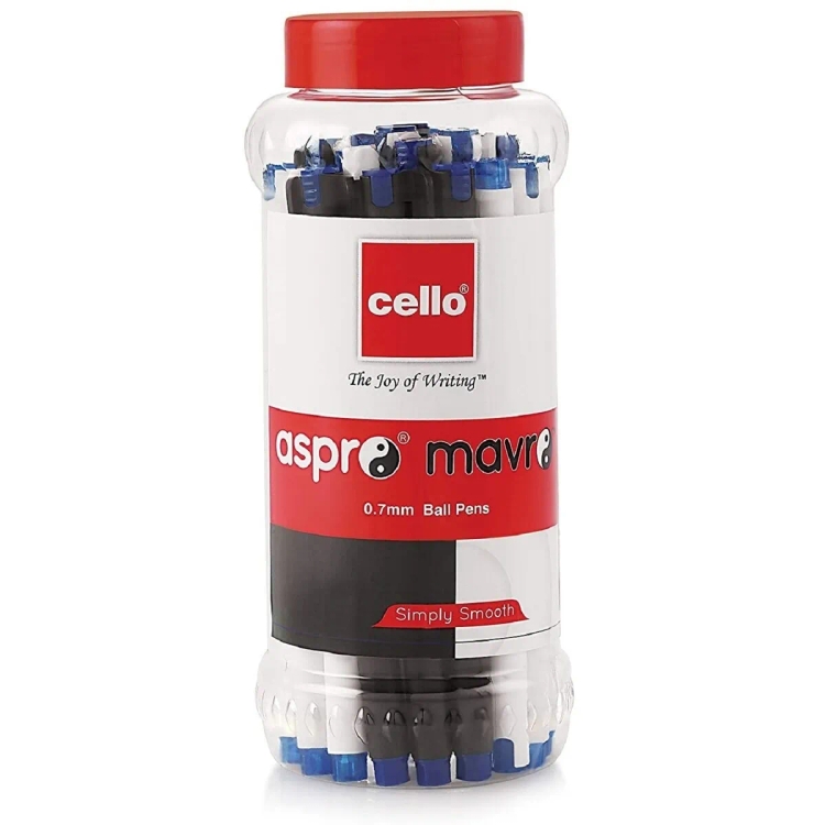 Cello Aspro&Mavro Ball Pen Jar 25s