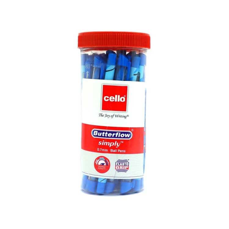 Cello Butterflow Ball Pen 25s-Jar-Blue