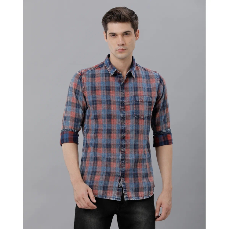 Marco Donateli Mens Multicolour Checked Casual Shirt