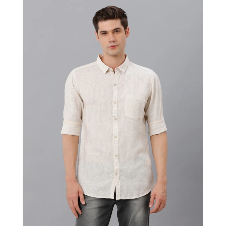 Marco Donateli Mens Biege Solid Casual Shirt Double Extra Large 4451