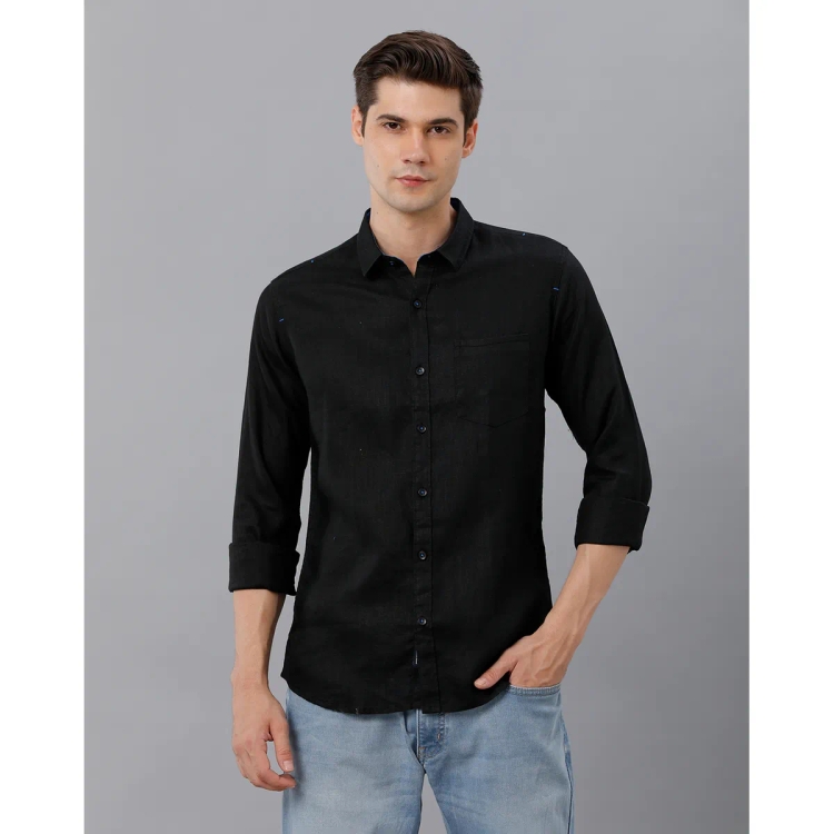Marco Donateli Mens Black Solid Casual Shirt