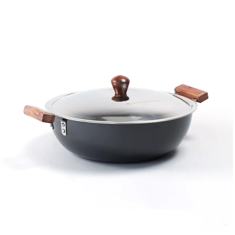 Wonderchef Ebony Deep Kadhai With Lid 30cm