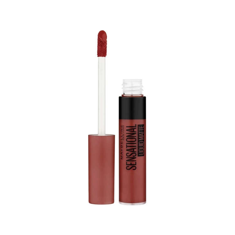 Maybelline New York Lipstick, Matte Finish, Non-Sticky And Non-Drying, Sensational Liquid Matte, 13 Upbeat Crimson, 7Ml