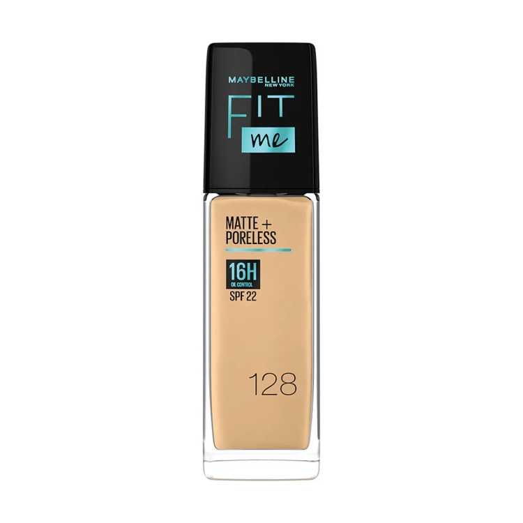 Maybelline New York Liquid Foundation, Matte Finish, With Spf, Absorbs Oil, Fit Me Matte + Poreless, 128 Warm Nude, 30 Ml