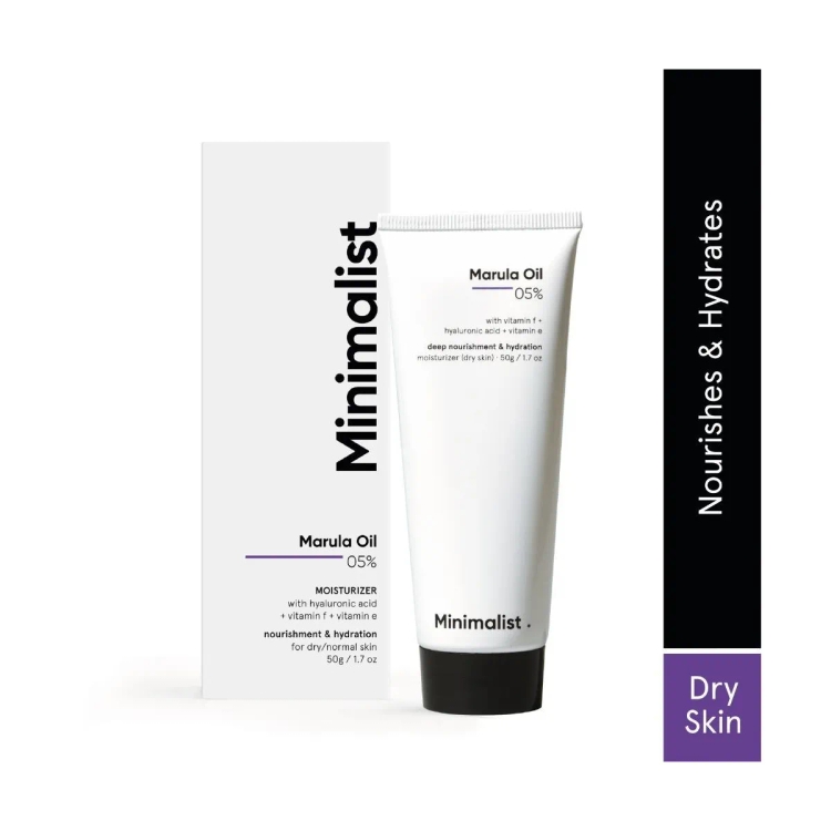 Minimalist Marula Oil 5% Face Moisturizer For Dry Skin With Hyaluronic Acid For Deep Nourishment & Hydration, For Men & Women