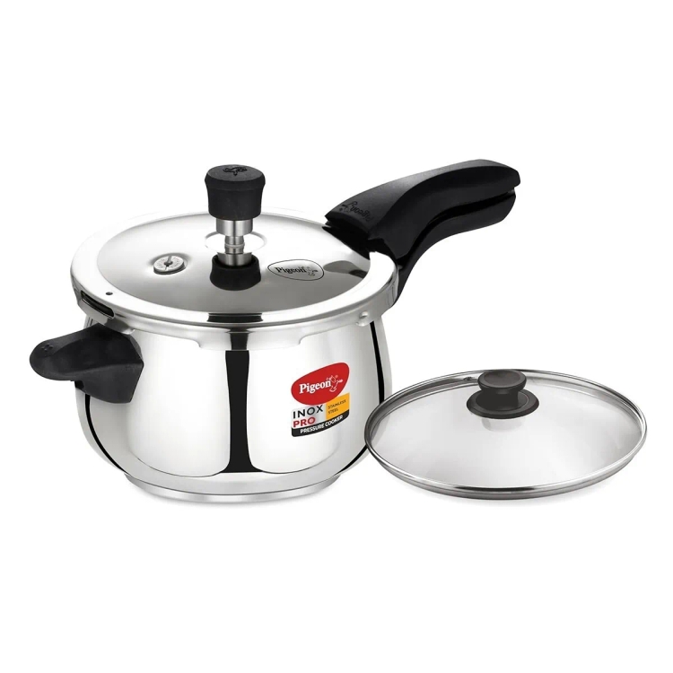 Pigeon Inox Pro Stainless Steel Cooker 3L Outer Lid With Glass Lid