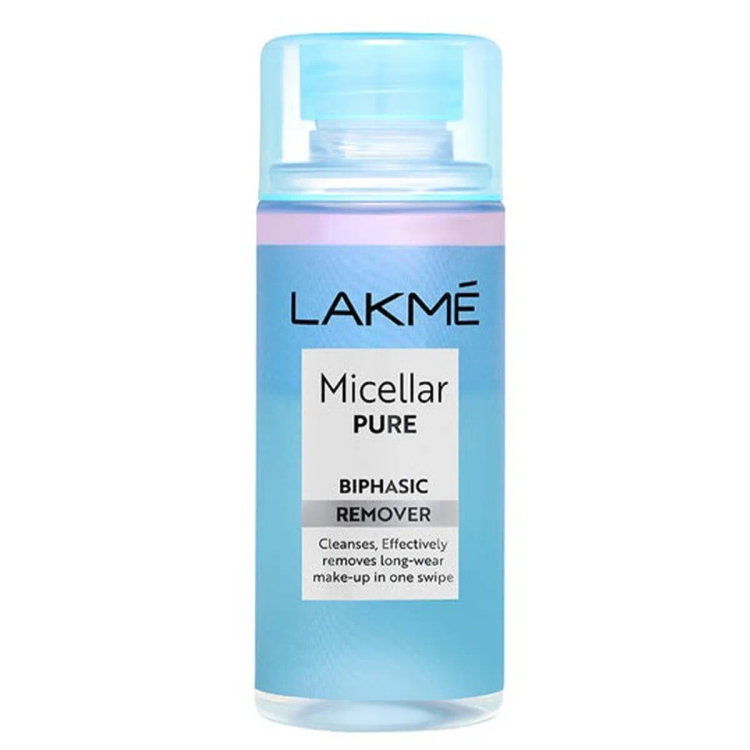 Lakme Biphasic Micellar Face Cleansing Water 100ml | Removes Waterproof Makeup | Oil and Water Formula