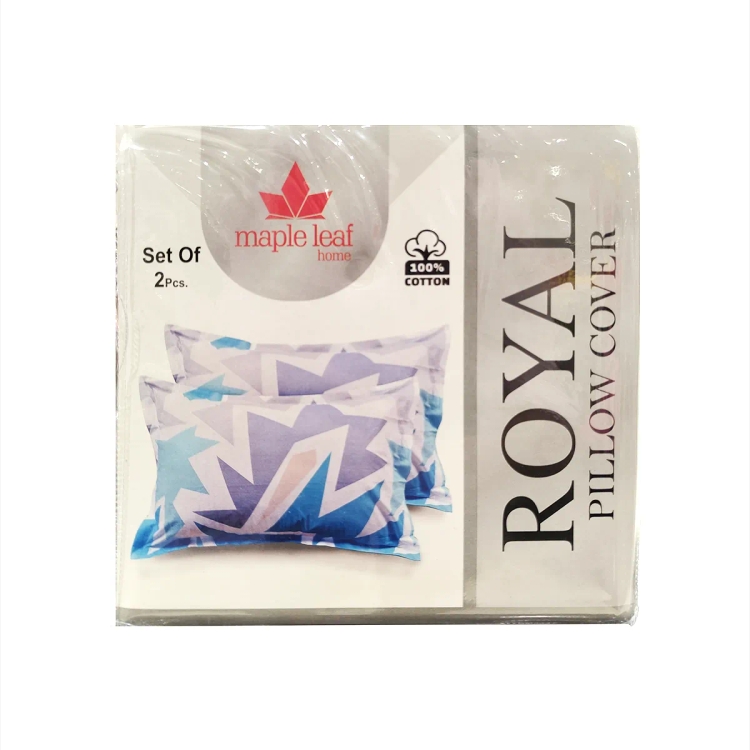 Maple Leaf Pillow Cover Cotton 2PC Royal