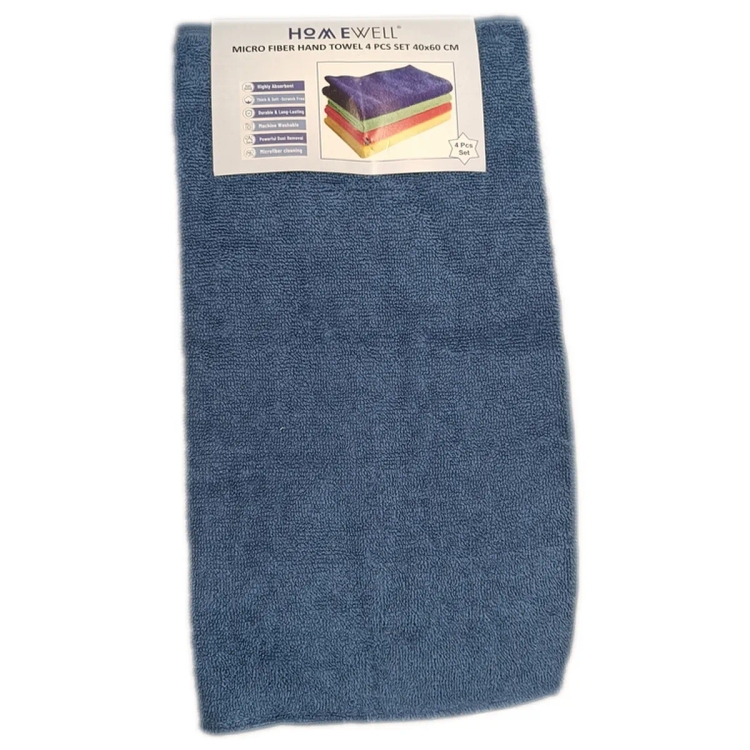 Homewell Micro Fiber Hand Towel 4pc Set VF Assorted Colour