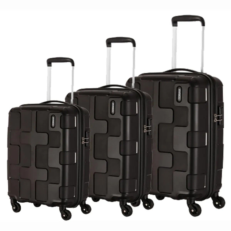 American Tourister Hard Spinner Cuboid+ 3pc Set Black