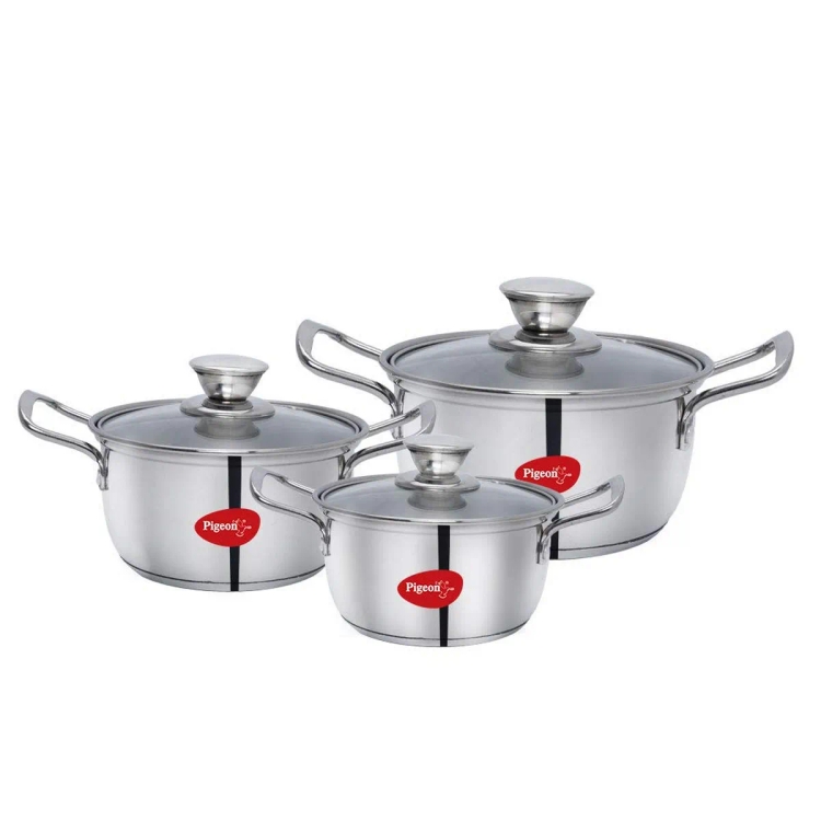 Pigeon Hot Stainless Steel Casseroles 3pc (0.5+1+1.5L)