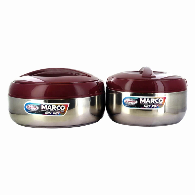 Asian Marco Stainless Steel Insulated Hot Pot 1.8L+2.5L