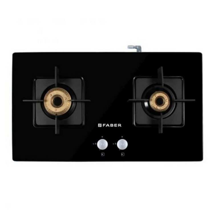 Faber Elite 2BB BK CI Burner Tempered Glass Gas Stove