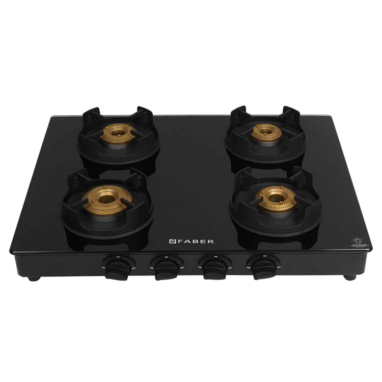 Faber Onyx 4BB BK CI Glass Manual Gas Stove 