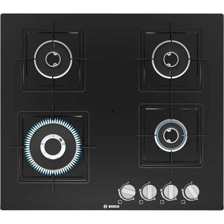 Bosch Gas hob 60 cm Tempered glass PNH6B6B12I Glass Automatic Hob  (4 Burners)