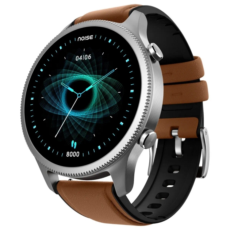 Noise Fit Halo 1.43" AMOLED Display Smart Watch, Leather Brown
