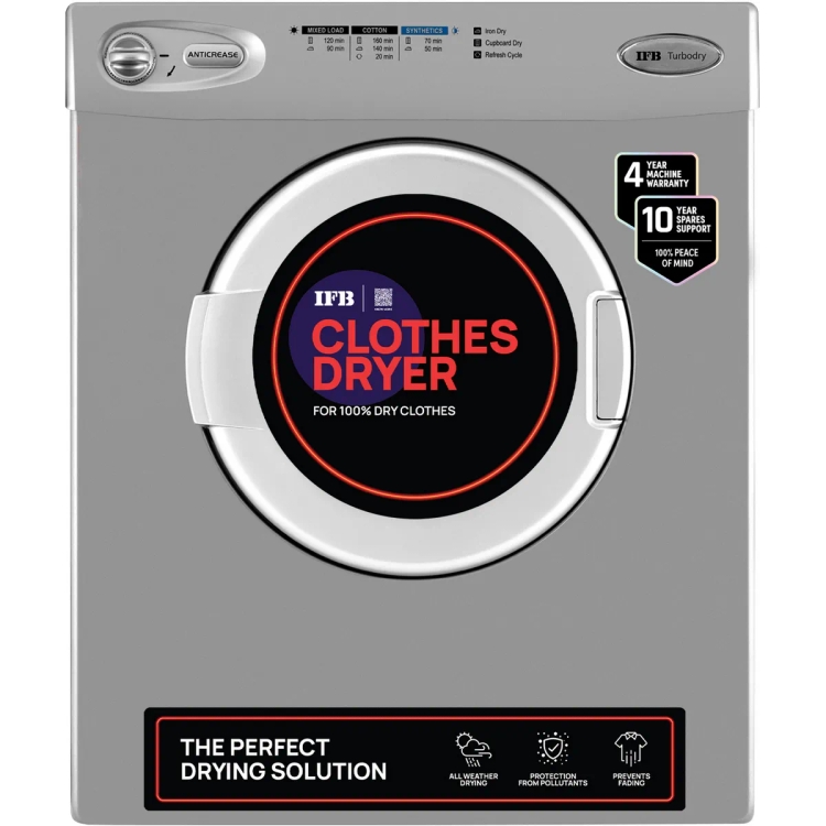IFB 5.5 kg Fully Automatic Front Load Dryer TURBO DRY EX Silver