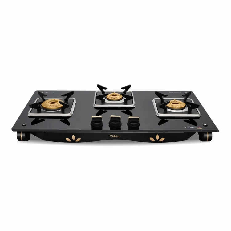 Vidiem GlassTop Air Gold Manual Gas Stove  (3 Burners)