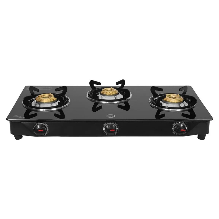 BPL Glass Top with Nylon Base Knobs Gas Stove (3 Burner)