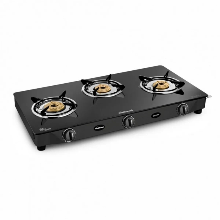 Sunflame CROWN Glass Manual Gas Stove (3 Burners)