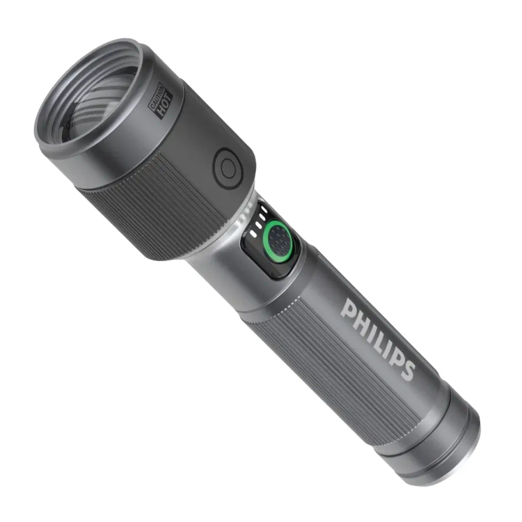 Philips Aircraft Aluminium Alloy 16.2cms Zoom LED Rechargeable Flashlight SFL2101/56