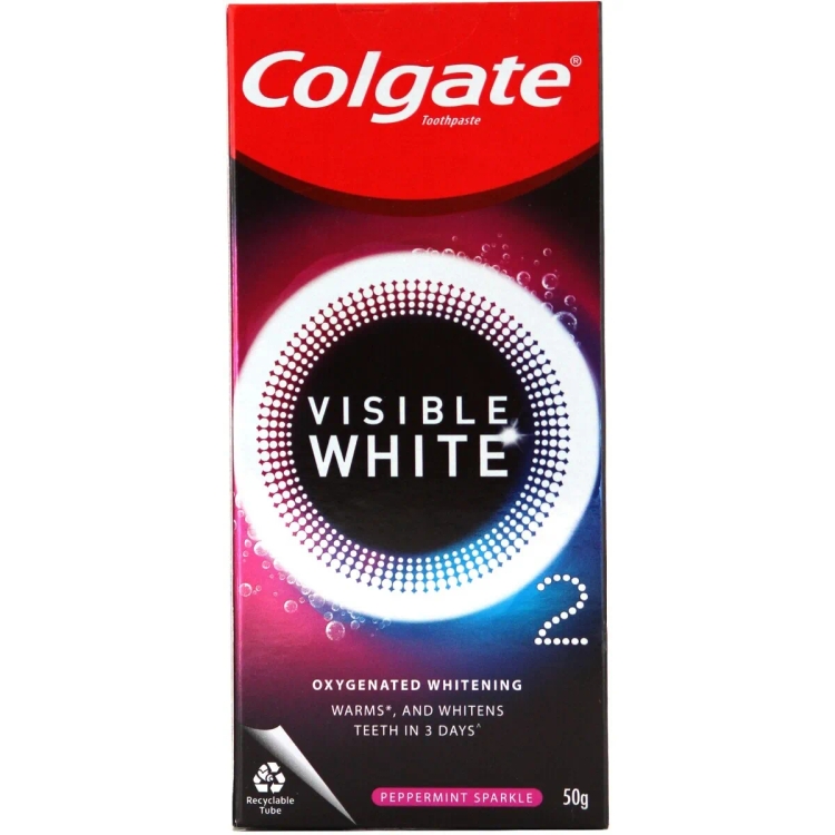 Colgate Tooth Paste Visible White O2 Peppermint Sparkle 50G