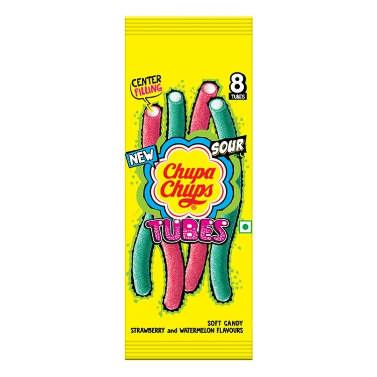 Chupa Chups Long Tubes, Strawberry and Watermelon flovour, soft candy - 80grams