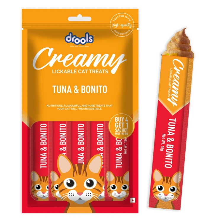 Drools Tuna & Bunito Creamy Cat Treats 5 Sticks 75g