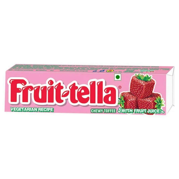 Fruit-Tella Strawberry Flavour Chewy Toffee Stick - With Fruit Juice, 45 g
