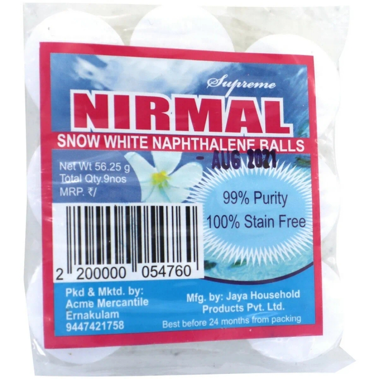 Nirmal Snow White Naphthalene Balls 56.25G