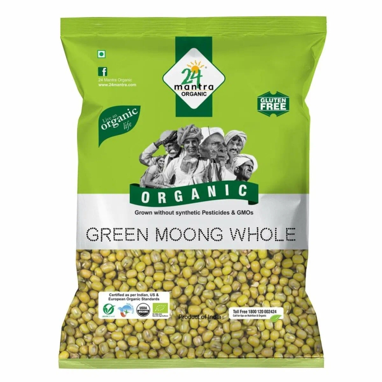 24 Mantra Organic Green Moong Whole 500g