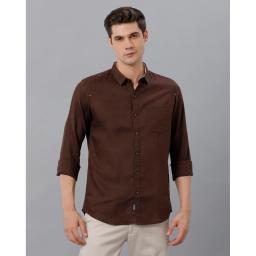 Marco Donateli Mens Brown Solid Casual Shirt