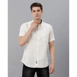 Marco Donateli Mens Cream Solid Casual Shirt