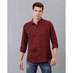 Marco Donateli Mens Maroon Solid Casual Shirt
