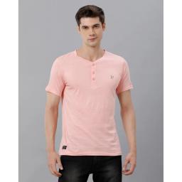 Cortigiani Mens Pink Solid Neck Tshirt