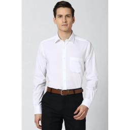 Peter England Mens Regular Fit White Solid Casual Shirt