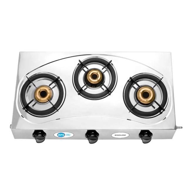 BPL BGSSSB2303B Gas Stove with Stainless Steel Frame (3 Burner)
