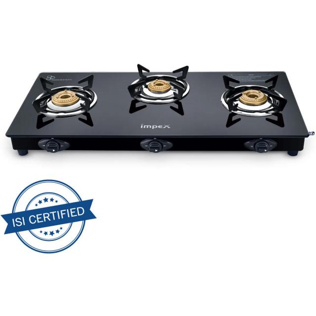 Impex IGS 1213M NEO Glass Top Manual Gas Stove (3 Burners)