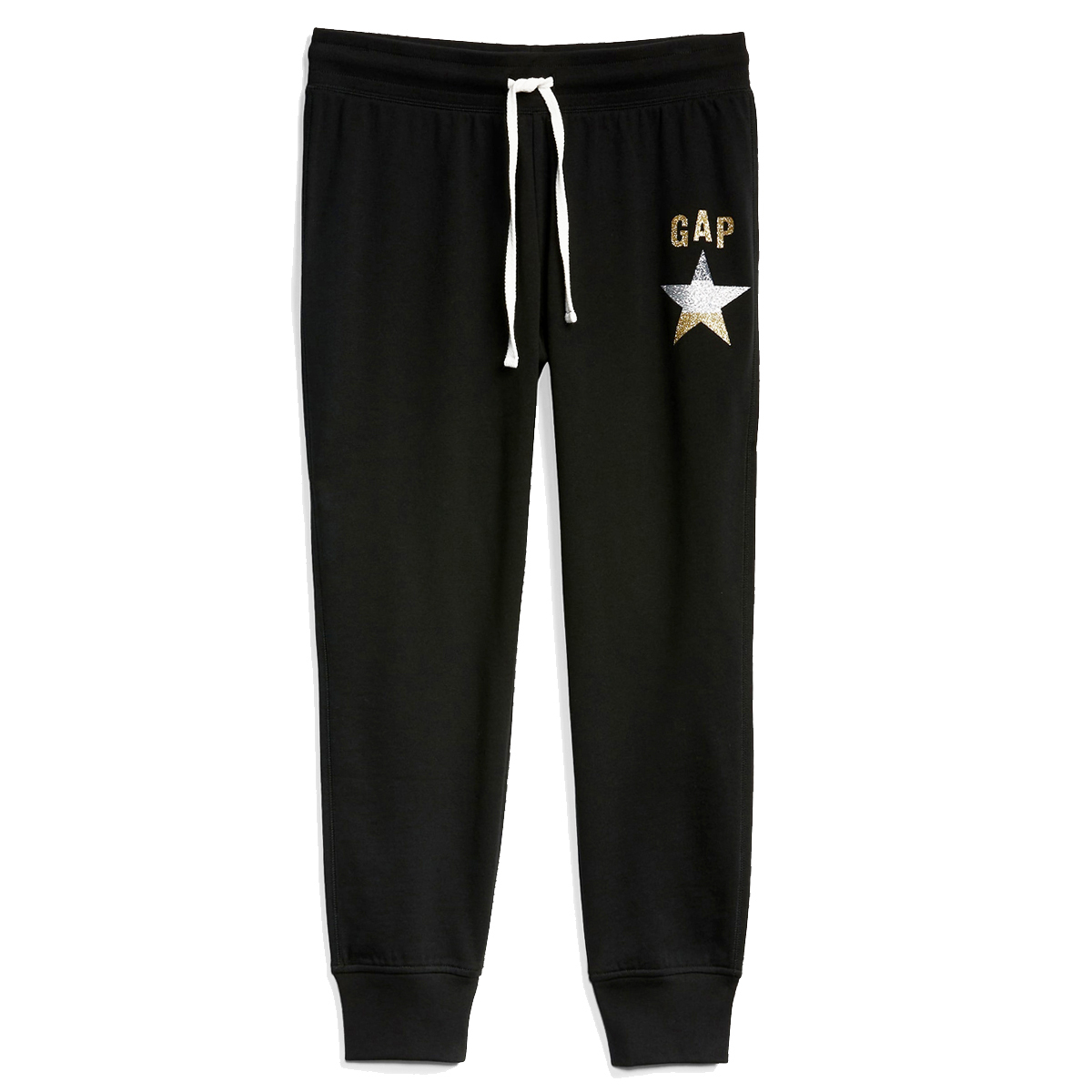 Gap Soft Fleece Knitted Solid Color Jogger with Metallic Glitter Logo  - Black