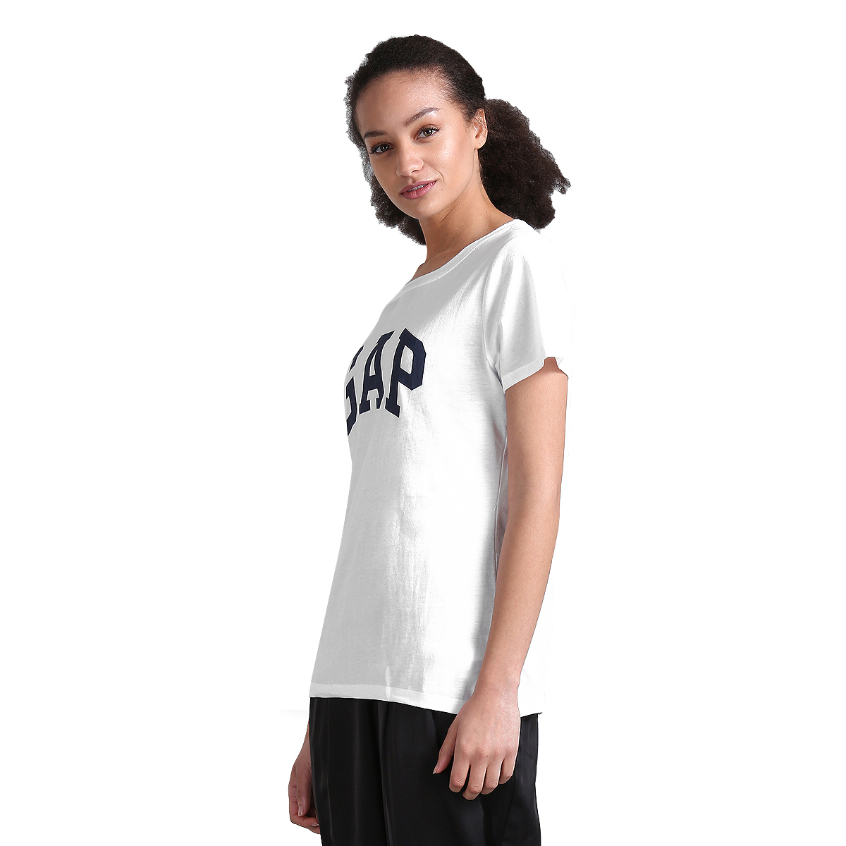 Gap Solid Color Regular Fit Round Neck T-Shirt Styled with Logo Graphic At Chest - White