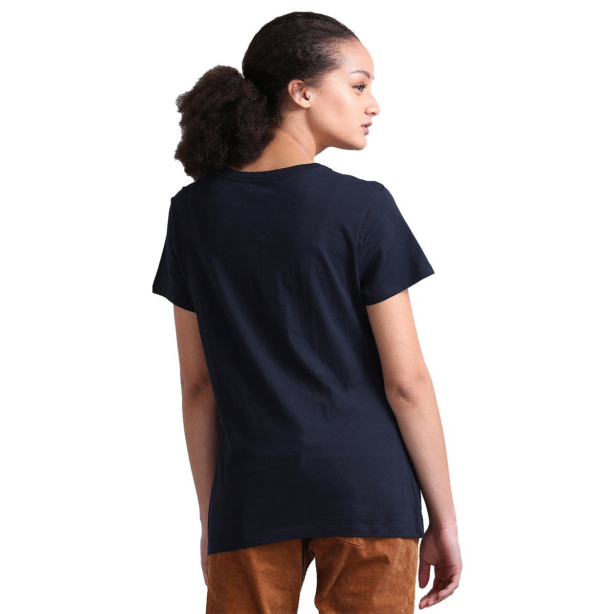 Gap Solid Color Regular Fit Round Neck T-Shirt Styled with Logo Graphic At Chest - Navy