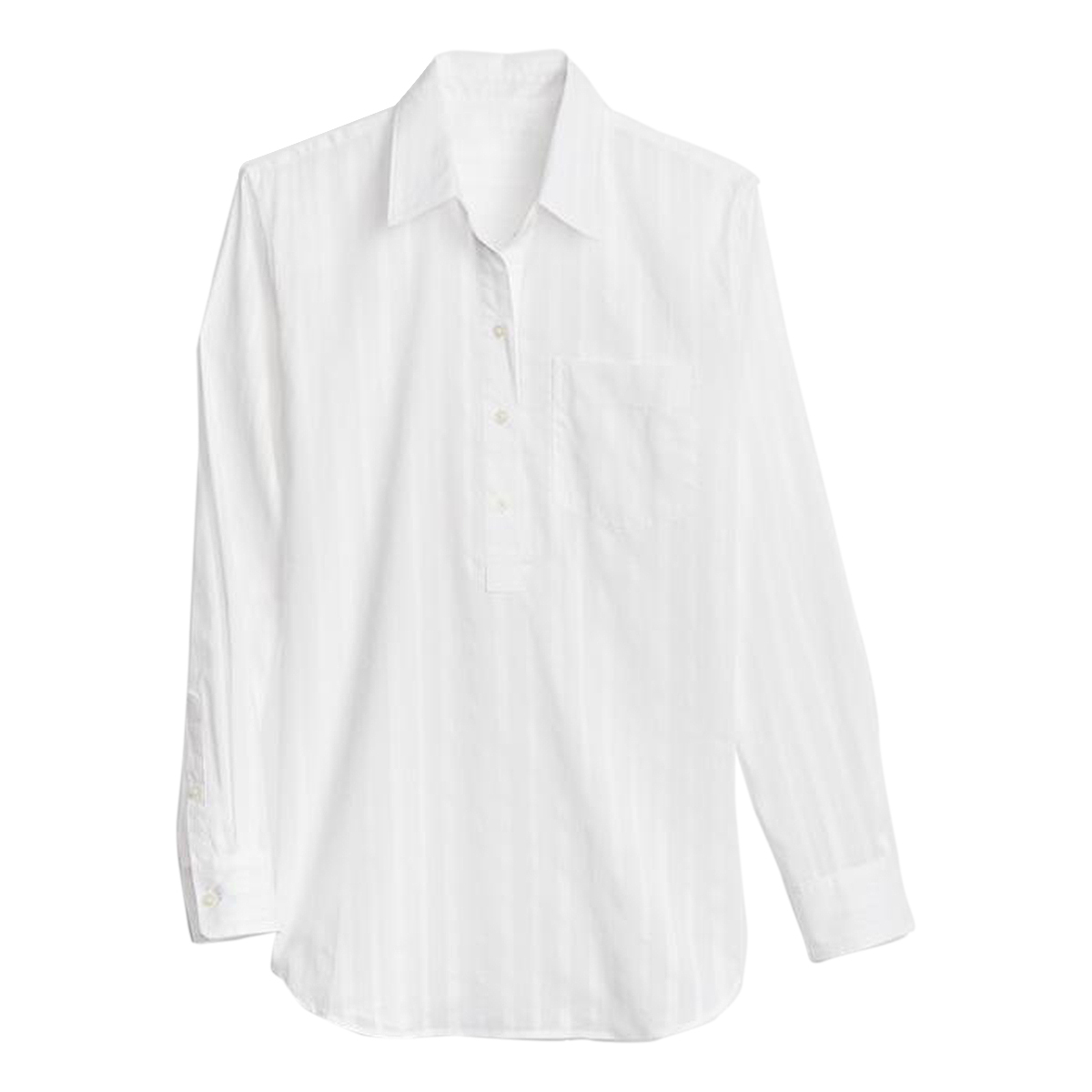 Gap Self Striped Regular Fit Full Sleeve Shirt with Yoke Open Buttons & Patch Pocket - White