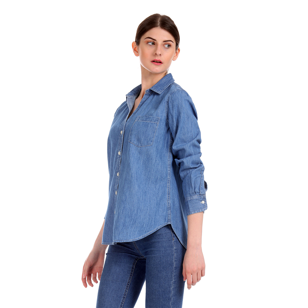 Gap Washed Regular Fit Full Sleeve Casual Shirt with Styled Button Placket & Patch Pocket - Indigo