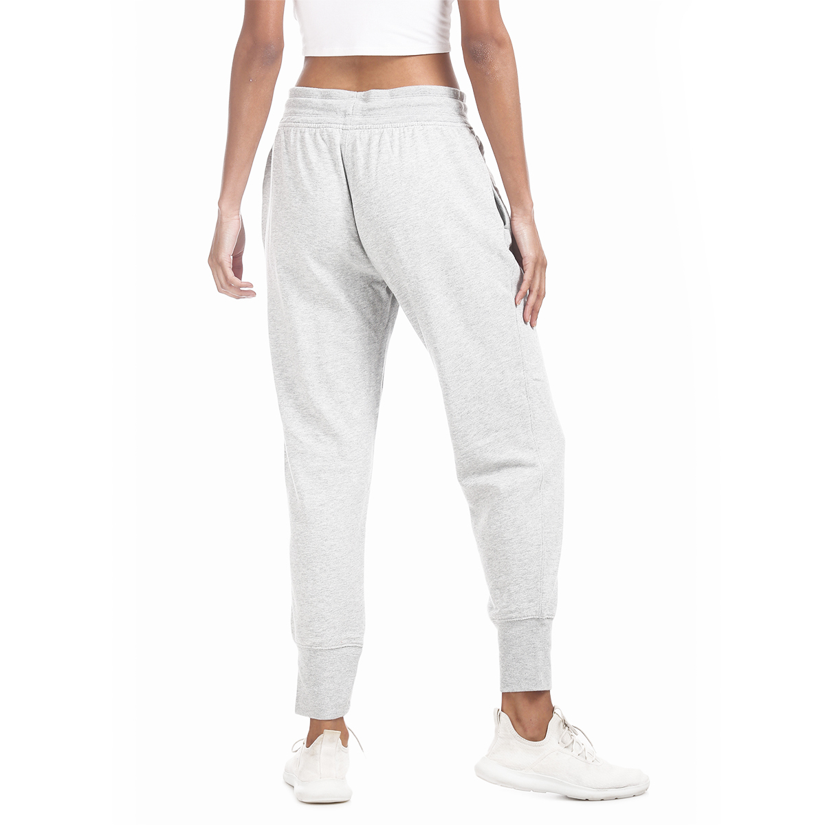 Gap Mid Rise Regular Fit Elasticized Drawstring Waist Solid Color Knitted Jogger with Applique Worked Logo - Lt. Grey