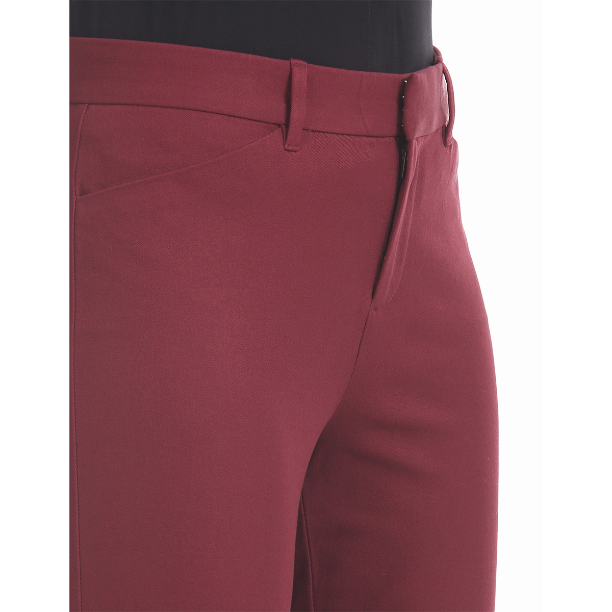 Gap Mid Rise Skinny Fit Solid Color Tregging - Maroon, Size-0